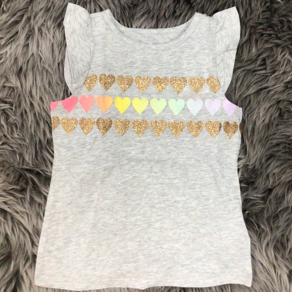Epic Threads | Girl's Short Sleeve Top | Hearts | Grey | Various Sizes